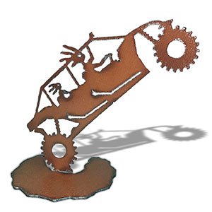 165911 - 7in Rustic Metal Table Top Sculpture Sand Rail Rock Climber