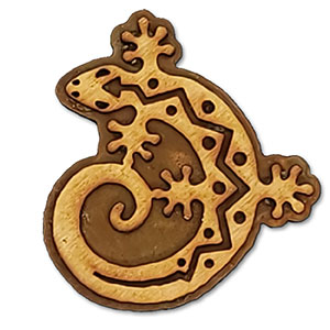 166209 - 3in Curled Gecko Wood on Metal Magnet