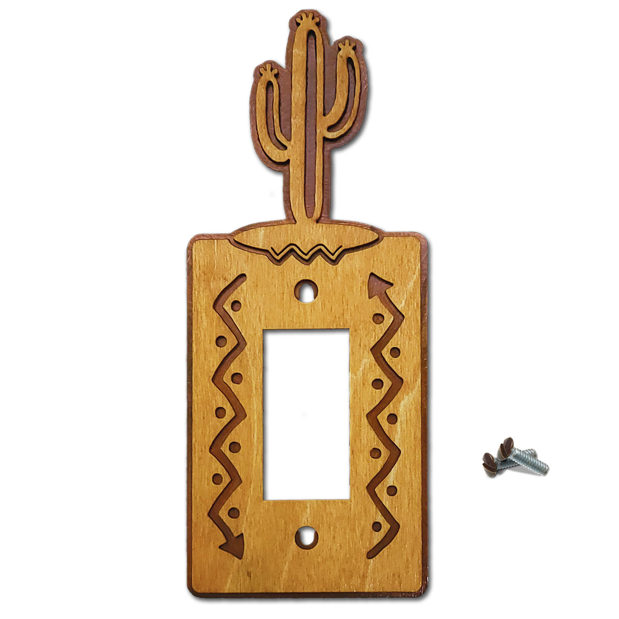 167121R - Saguaro Cactus Southwestern Decor Single Rocker Switch Plate in Golden Sienna