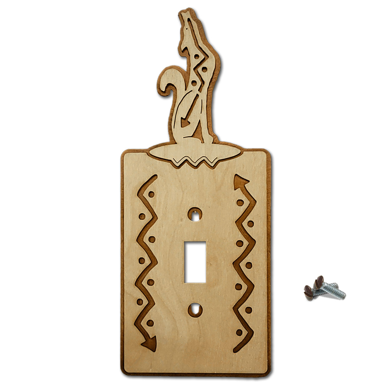 167211S - Southwest Coyote Southwestern Decor Single Standard Switch Plate in Natural Birch