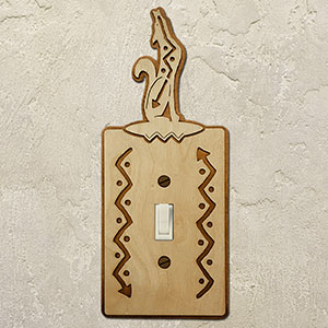 167211S - Southwest Coyote Southwestern Decor Single Standard Switch Plate in Natural Birch