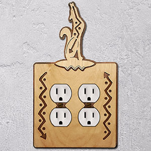 167215 -  Southwest Coyote Southwestern Decor Double Outlet Cover in Natural Birch