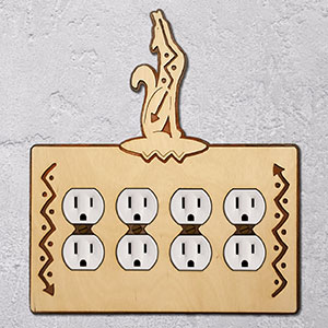 167217 -  Southwest Coyote Southwestern Decor Quad Outlet Cover in Natural Birch