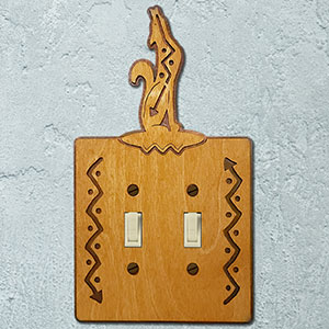 167222S -  Southwest Coyote Southwestern Decor Double Standard Switch Plate in Golden Sienna