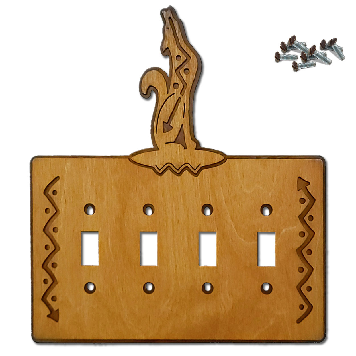 167224S -  Southwest Coyote Southwestern Decor Quad Standard Switch Plate in Golden Sienna