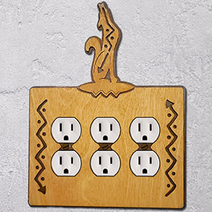 167226 -  Southwest Coyote Southwestern Decor Triple Outlet Cover in Golden Sienna
