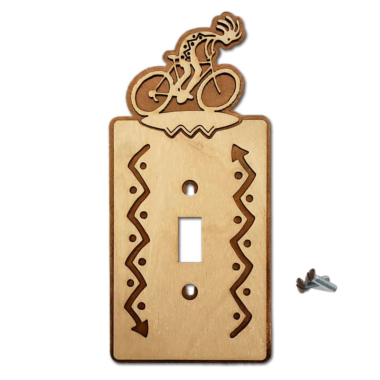 167511S - Bicyclist Cycling Theme Single Standard Switch Plate in Natural Birch