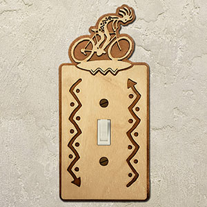 167511S - Bicyclist Cycling Theme Single Standard Switch Plate in Natural Birch