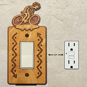 167521R - Bicyclist Cycling Theme Single Rocker Switch Plate in Golden Sienna