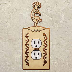 167610 - Dancing Kokopelli Southwestern Decor Single Outlet Cover in Natural Birch