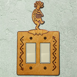 167622R -  Dancing Kokopelli Southwestern Decor Double Rocker Switch Plate in Golden Sienna