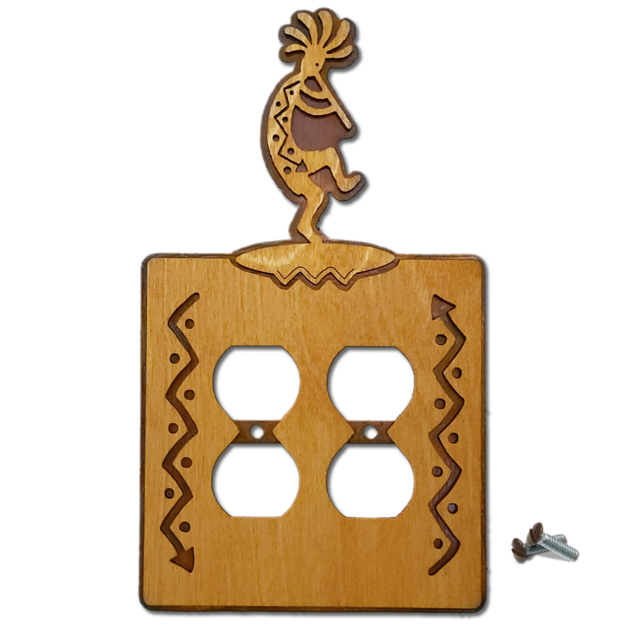167625 -  Dancing Kokopelli Southwestern Decor Double Outlet Cover in Golden Sienna