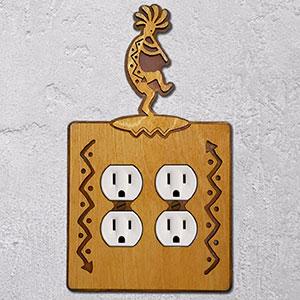 167625 -  Dancing Kokopelli Southwestern Decor Double Outlet Cover in Golden Sienna