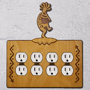 167627 -  Dancing Kokopelli Southwestern Decor Quad Outlet Cover in Golden Sienna