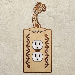 167710 - Kokopelli Woman Golfer Golf Theme Single Outlet Cover in Natural Birch