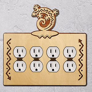 167917 -  Curled Gecko Southwestern Decor Quad Outlet Cover in Natural Birch