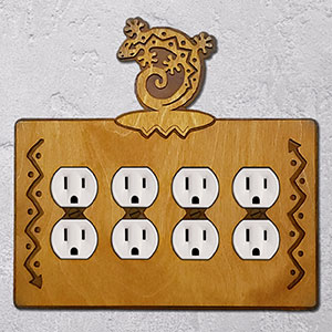 167927 -  Curled Gecko Southwestern Decor Quad Outlet Cover in Golden Sienna