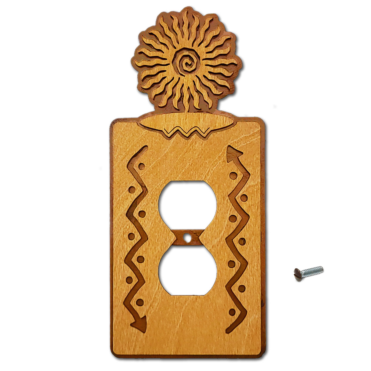 168420 - 24-Ray Southwest Sun Southwestern Decor Single Outlet Cover in Golden Sienna