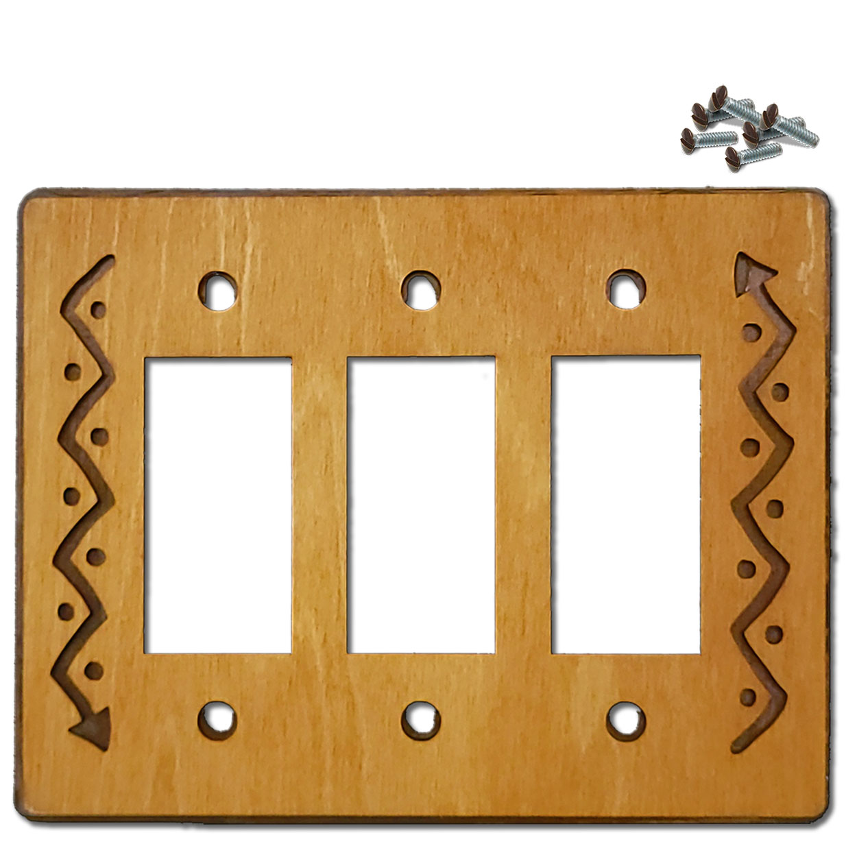 168523R -  Zig-Zag Arrow Southwestern Decor Triple Rocker Switch Plate in Golden Sienna