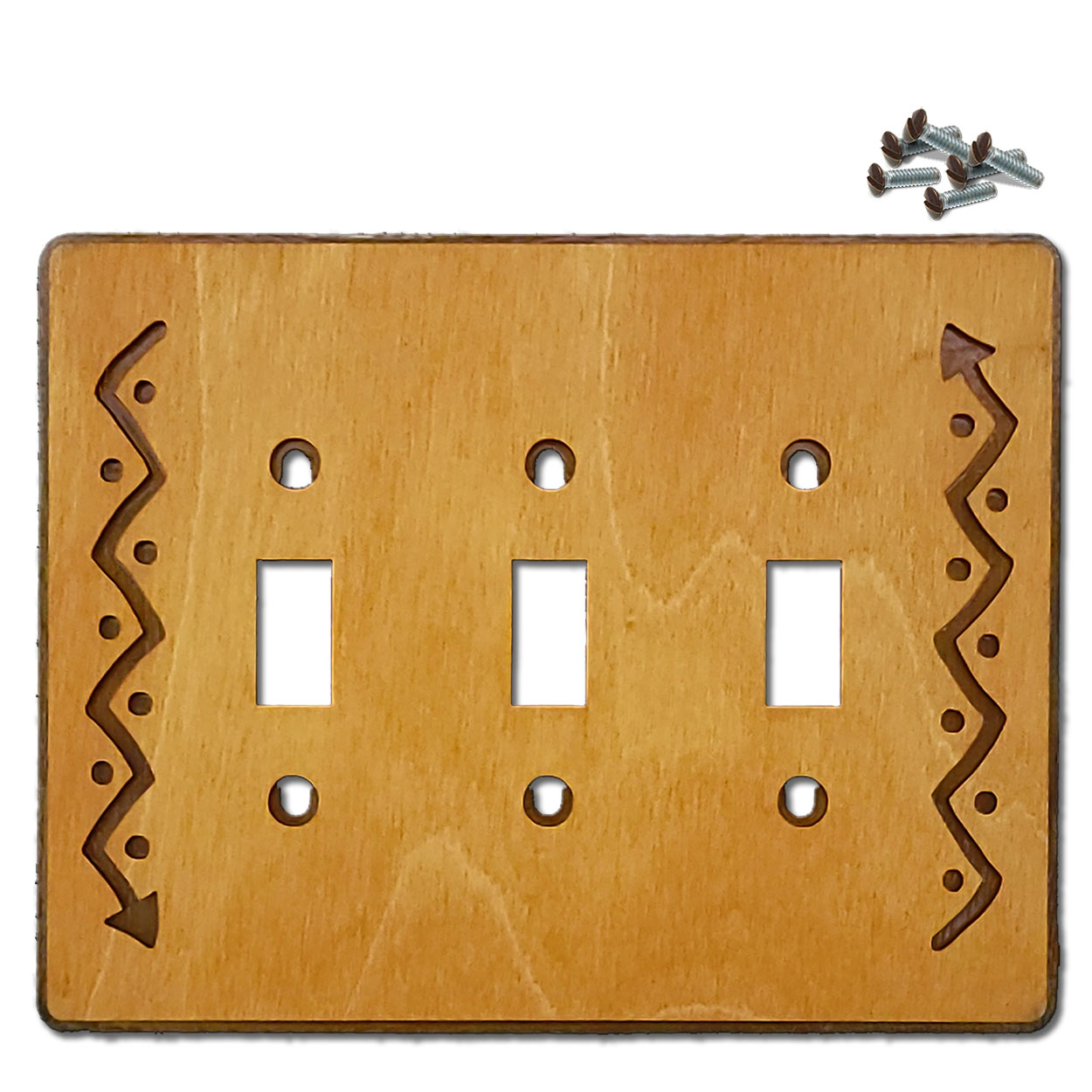 168523S -  Zig-Zag Arrow Southwestern Decor Triple Standard Switch Plate in Golden Sienna