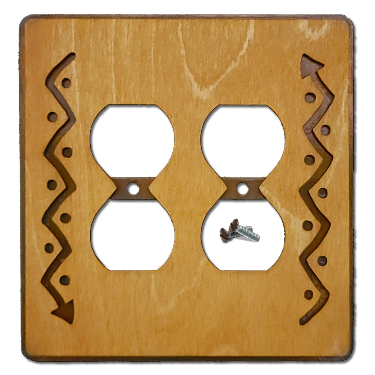 168525 -  Zig-Zag Arrow Southwestern Decor Double Outlet Cover in Golden Sienna