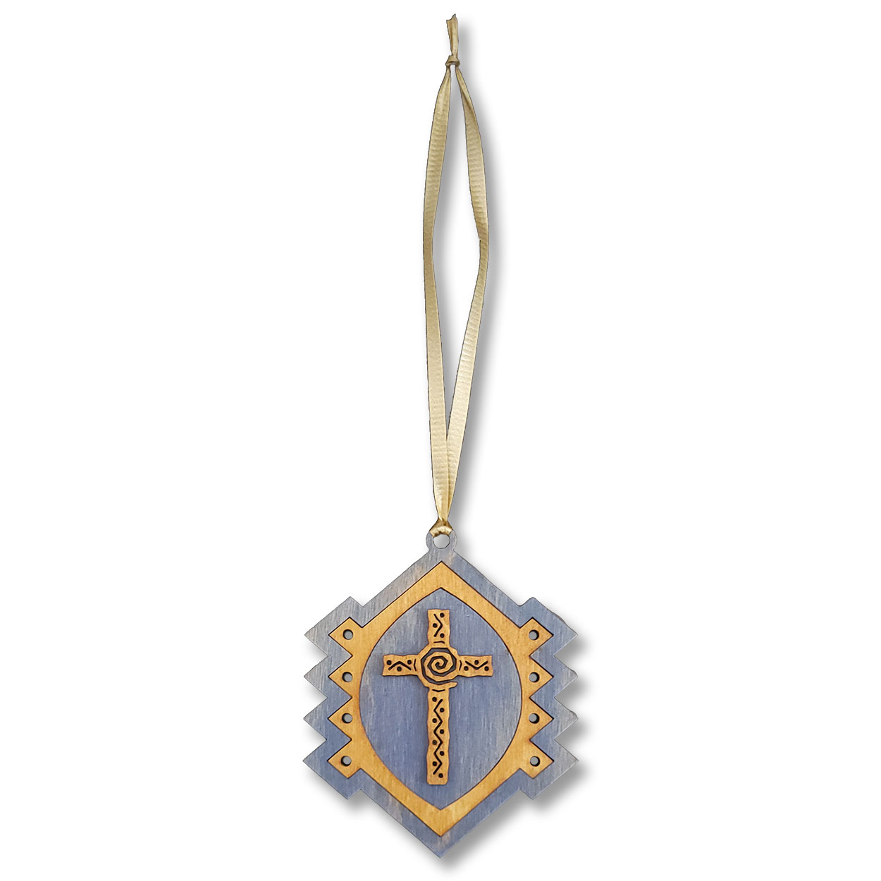 168604 - Cross Blue Inlay Ornament