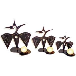 171004 - Set of 3 Motif Candle Holders in Custom Finish
