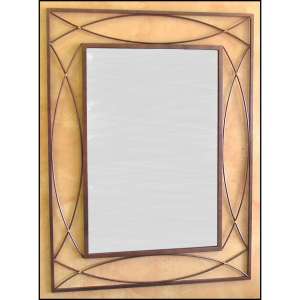 171028 - 45in x 33in UU Rust Metal Wall Mirror with Copper Wrap