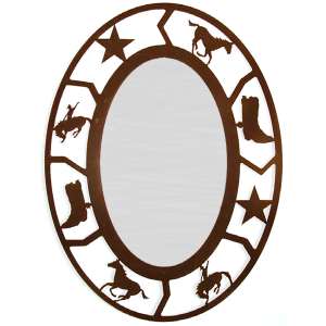 171133 - Custom Finish 46in x 36in Oval Rodeo Wall Mirror