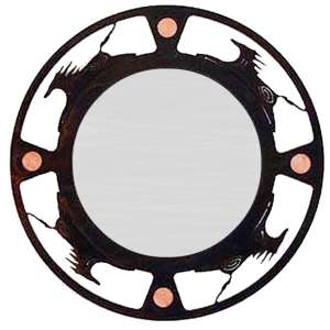 171141 - Rust Finish 34in Round Spirit Horse Wall Mirror