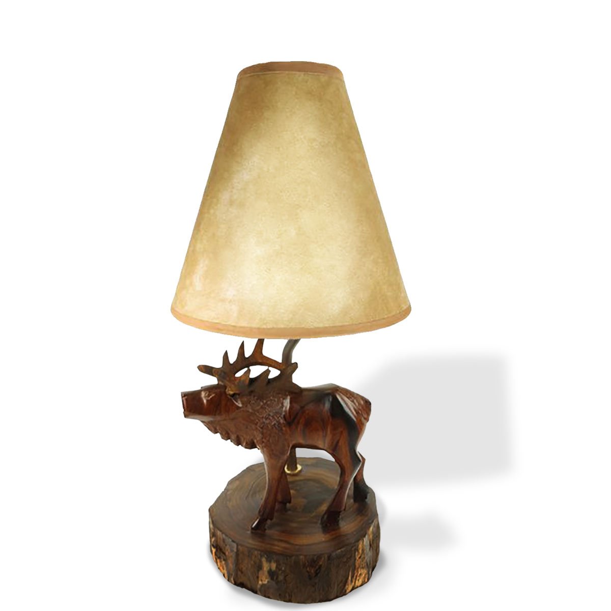172017 - Elk Carved Ironwood Vanity Lamp with Shade