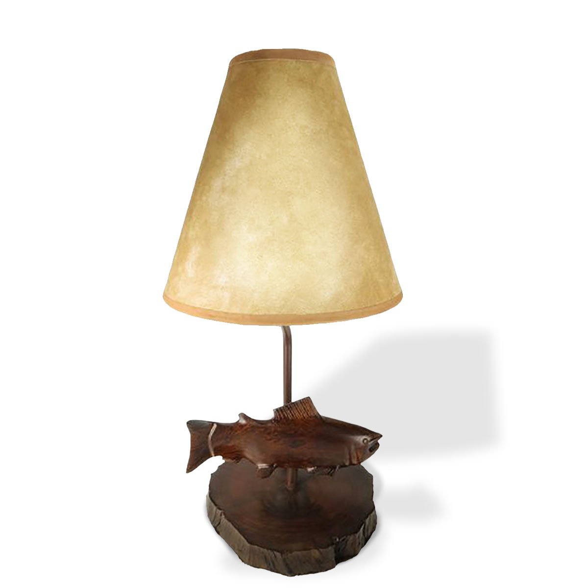 172019 - Trout Carved Ironwood Vanity Lamp with Shade