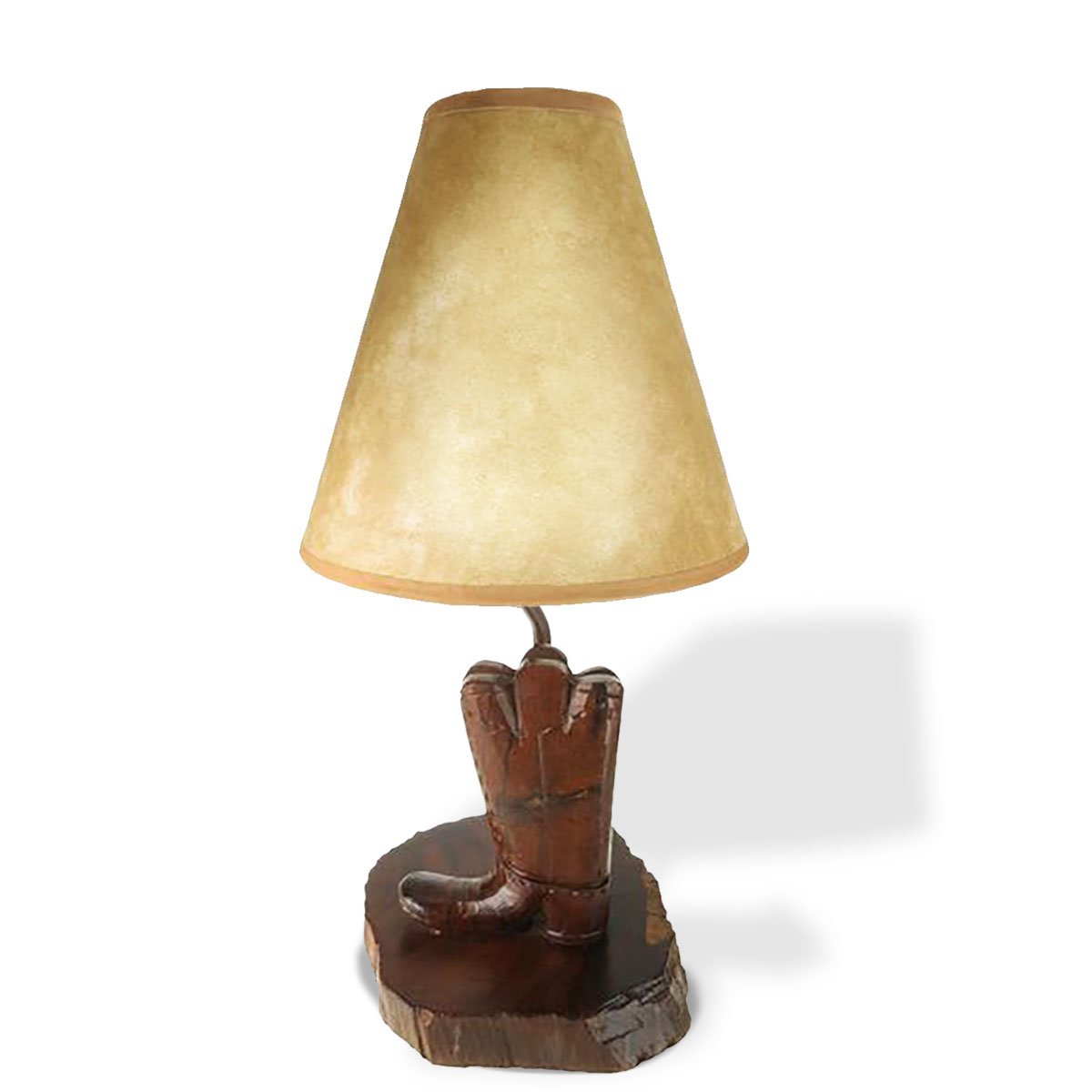 172021 - Boot Carved Ironwood Vanity Lamp with Shade