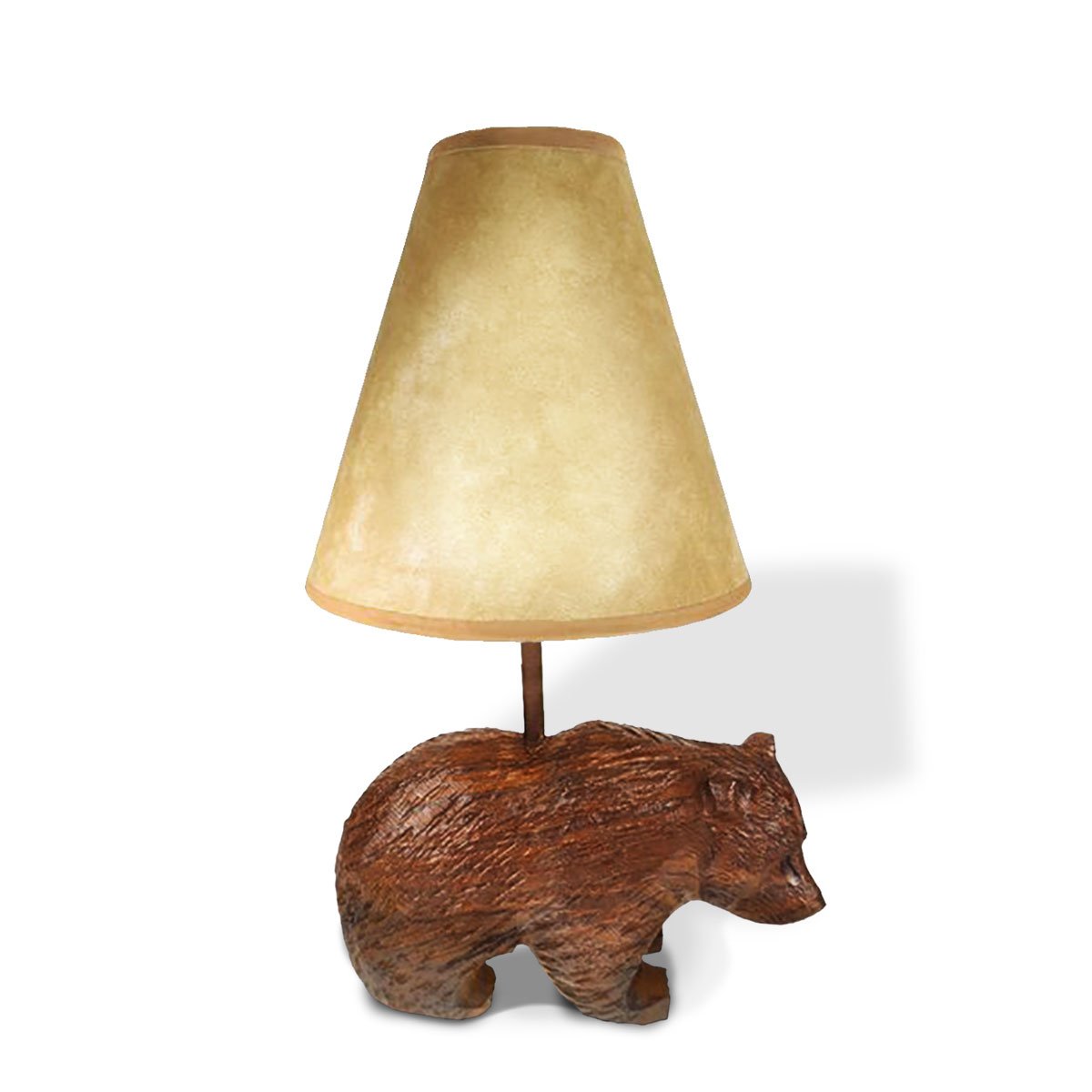 172023 - Rough Bear Carved Ironwood Vanity Lamp with Shade