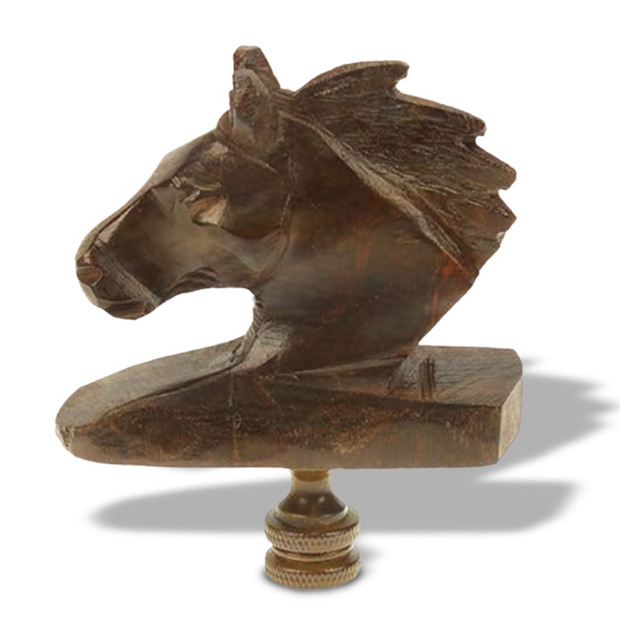 172035 - Horse Head Carved Ironwood Lamp Finial