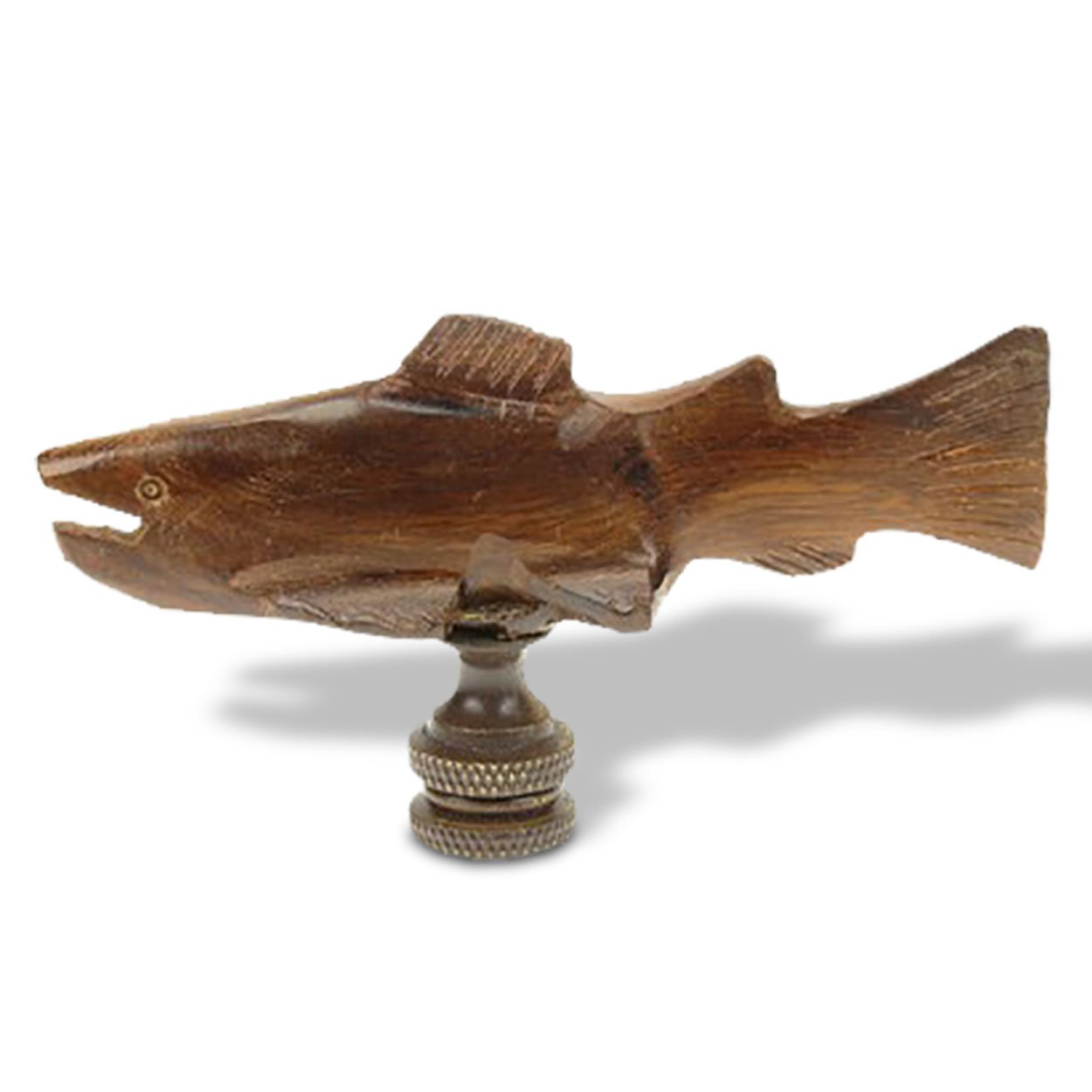 172040 - Trout Carved Ironwood Lamp Finial