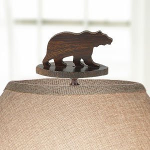 172041 - Bear Silhouette Carved Ironwood Lamp Finial