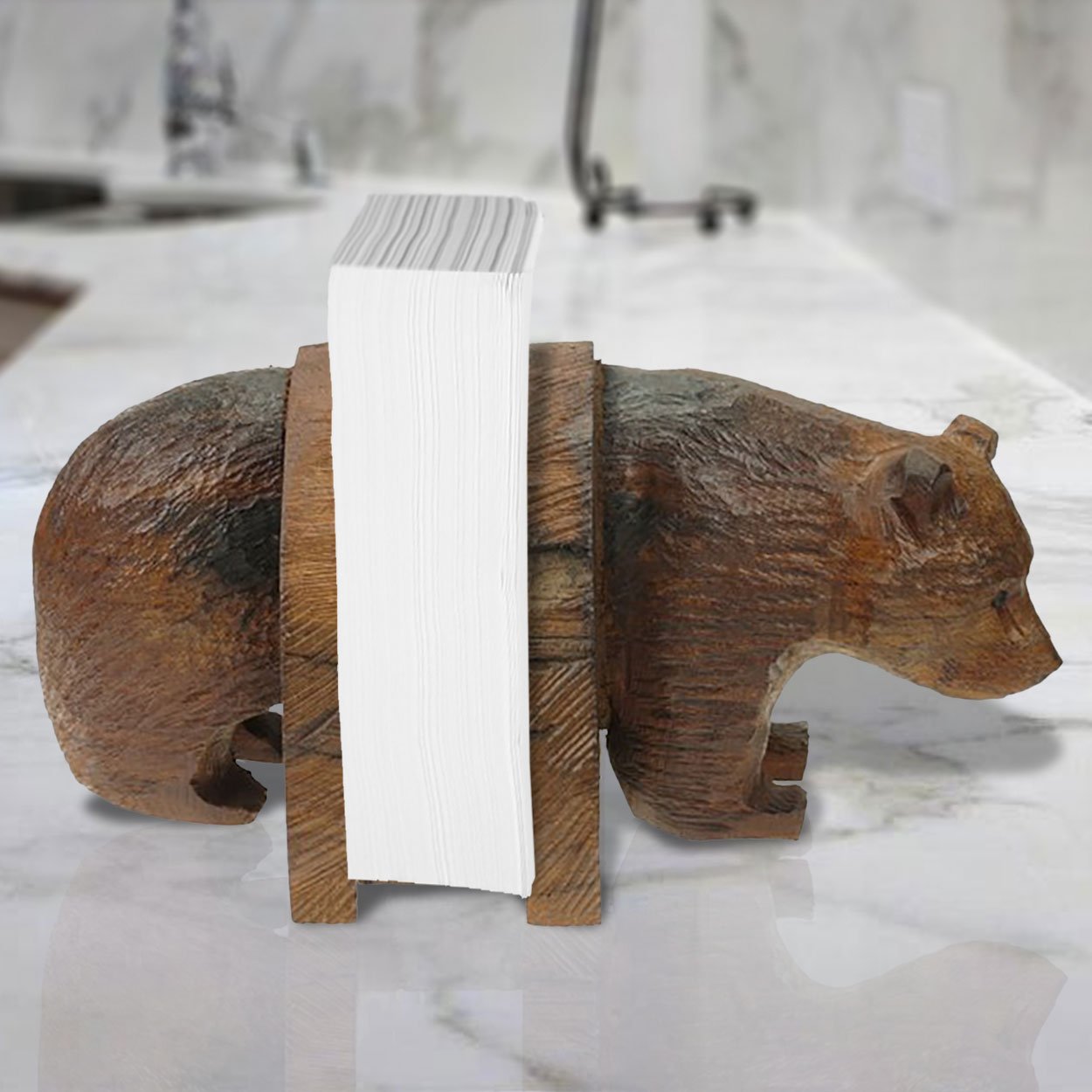 172044 - Bear Body Ironwood Napkin Holder