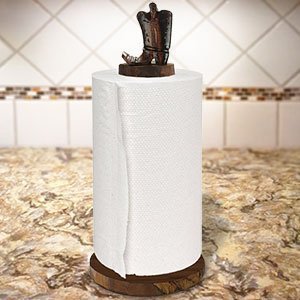 172056 - Boot Carved Ironwood Paper Towel Holder