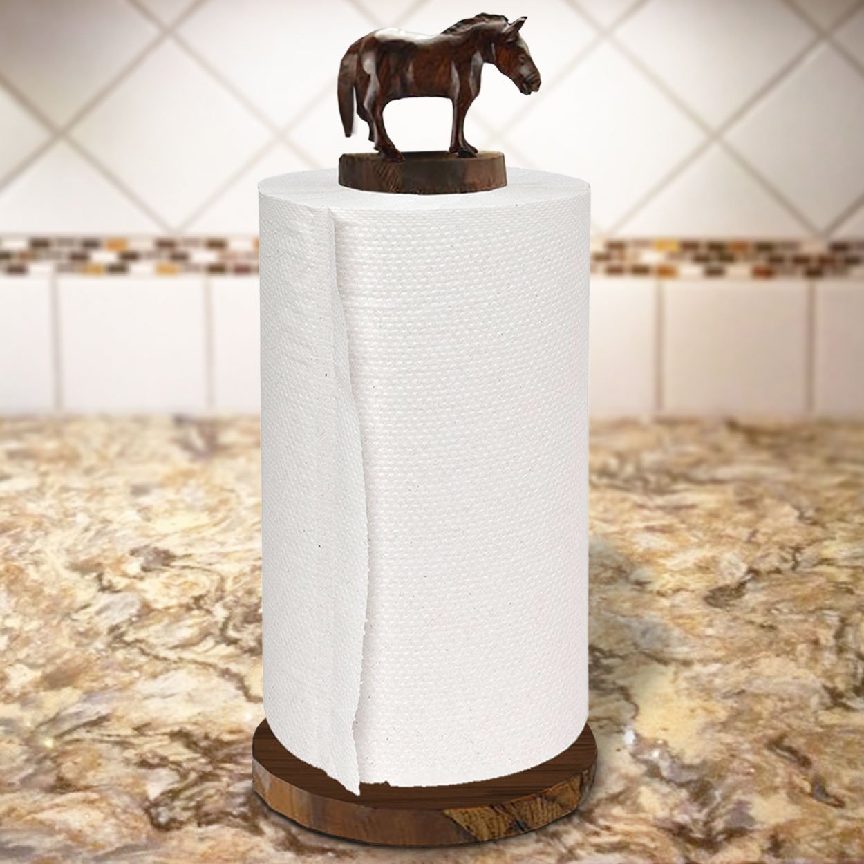 172059 - Horse Ironwood Paper Towel Holder
