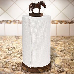 172059 - Horse Carved Ironwood Paper Towel Holder
