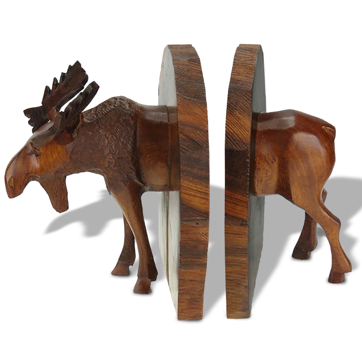 172068 - Moose Body Carved Small Ironwood Set of Two Bookends