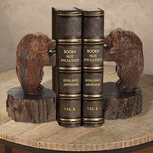 172077 - Bear Standing Carved Large Ironwood Set of Two Bookends