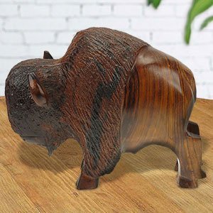 172117 - 5in Long Buffalo Hand-Carved in Ironwood