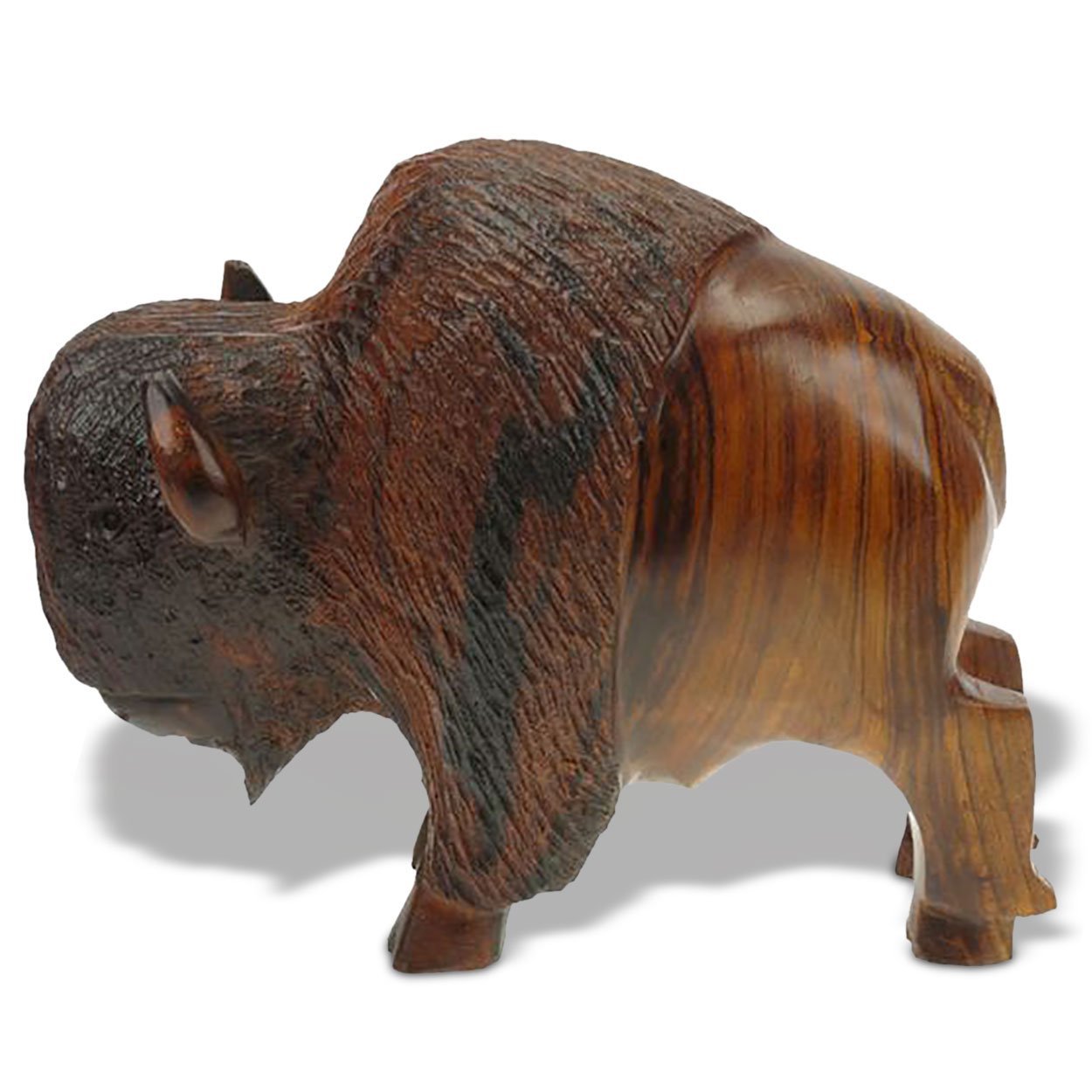 172118 - 8in Long Buffalo Hand-Carved in Ironwood