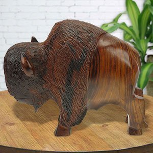 172119 - 10in Long Buffalo Hand-Carved in Ironwood