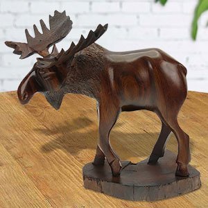 172125 - 5in Long Moose Hand-Carved in Ironwood
