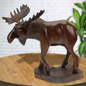 172127 - 12in Long Moose Hand-Carved in Ironwood