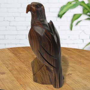 172130 - 9in Tall Eagle Hand-Carved in Ironwood