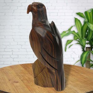 172131 - 12in Tall Eagle Hand-Carved in Ironwood